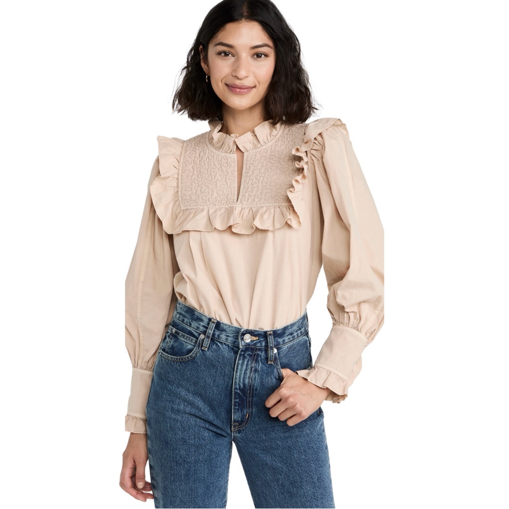&Merci Stan Sandwashed Long Sleeve Quilted Top Color: Blush